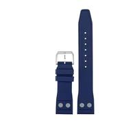 CIEMJSYNF Nature Soft Fluororubber FKM Rubber Watchband Compatible With IWC Strap Big Pilot Portofino TOP Watchbands With Rivet(Blue-silver pin,20mm)