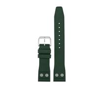 CIEMJSYNF Nature Soft Fluororubber FKM Rubber Watchband Compatible With IWC Strap Big Pilot Portofino TOP Watchbands With Rivet(Green-silver pin,21mm)