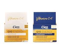 Cien Energy Lot de 2 crème visage jour + crème visage nuit anti-rides Q10 Energy 50 ml énergisante à l'extrait d'orange et cerise acérola