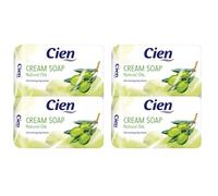 Cien Lot de 4 savons crème d'olive à l'huile d'olive, sans microplastique, végétalien, 4 x 150 g (= 600 g)
