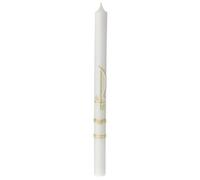Cierge Baptême Chi-Rho blanc or 400x30 mm