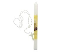 Cierge de Première Communion avec Chapelet - Bougie Chrétienne - Culte Chrétien en Cire végétale