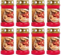 Cierge funéraire - Lot de 8 - Rouge 40h ( couvercle doré ) - Marie à l'enfant