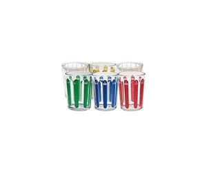 CIERGERIE DU SUD-EST - Barquette De 6 Verres d’Illumination - Extérieur Intérieur - Décoratif - 19 cm * 12 cm * 9 cm - Verres Colorés Assortis / Rouge / Jaune / Bleu / Vert / Transparent