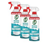 Cif Spray Mousse Active Antibactérien Salle de Bain - Nettoyant Salle de Bains et Désinfectant Surfaces Anti Calcaire - Technologie Mousse Active - Parfum Fraîcheur - Produit de Nettoyage 590ml