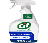 CIF - Spray nettoyant pistolet Anti-Calcaire universel - enlève 100% du calcaire - avec vinaigre - ecolabel - 750ml