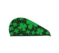 Cifeprak Green St. Patrick's Day Hair Towel Wrap, Serviette de séchage des cheveux avec bouton, Serviette de cheveux en velours corail, Chapeau turban pour cheveux secs, Bonnet de bain douche