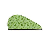 Cifeprak Grenouille Feuille de Lotus Serviette pour Cheveux, Serviette de Séchage des Cheveux avec Bouton, Serviette de Cheveux en Velours Corail, Chapeau Turban pour Cheveux Secs, Bonnet de Bain Do