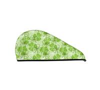 Cifeprak St Patrick_S Day Shamrock Lucky Pattern Serviette pour cheveux avec bouton, Serviette pour cheveux en velours corail, Chapeau turban pour cheveux secs, Bonnet pour cheveux pour bain douche
