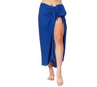 Ciffre Premium Sarong Paréo Jupe Portefeuille Linge de Plage Lunghi Dhoti Simple Opaque Bleu