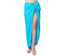 Ciffre Premium Sarong Paréo Jupe portefeuille Linge de plage Lunghi Dhoti Simple Opaque Bleu marine Turquoise