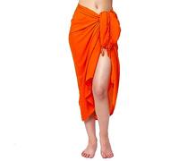 Ciffre Premium Sarong Paréo Jupe Portefeuille Linge de Plage Lunghi Dhoti Simple Opaque Unicolore Orange