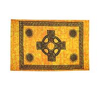 Ciffre Sarong Paréo Cache-Coeur Linge de Plage Lunghi Dhoti Croix Celtique Orange Noir + Boucle