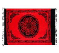 Ciffre Sarong Pareo Jupe enveloppante Serviette de Plage Serviette enveloppante Serviette d'été colorée Set de Motifs + Boucle Gratuite (Rouge Celtique KCR)