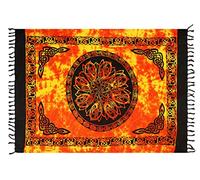 Ciffre Sarong Paréo Jupe Portefeuille Cercle Celtique Orange + Boucle