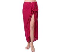 Ciffre Sarong Paréo Jupe Portefeuille Linge de Plage Lunghi Dhoti Simple Opaque Unicolore Hot Pink