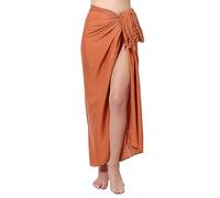 Ciffre Sarong Pareo Jupe Portefeuille Linge de Plage Lunghi Dhoti Simple Opaque Unicolore Saumon