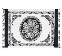 Ciffre Sarong Pareo Wrap Jupe Lunghi Dhoti Linge de Plage Cercle Celtique Blanc Batik + Boucle