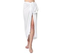 Ciffre Sarong Pareo Wrap Linge de Plage Lunghi Dhoti Simple Opaque Blanc + Boucle