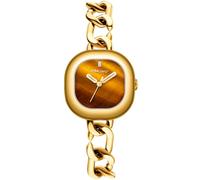 CIGA Design Aglaia Collection Montres Femme Quartz, Cadran Œil de Tigre, Aiguilles Lumineuses, Chaîne Cubaine, Fermoir Magnétique