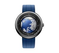 CIGA Design Blue Planet II Montre Automatique Homme, Boîtier Rond, Cadran Terre, Technologie Asynchronous-Follow, Bracelet Fluororubber, Verre Saphir, Cadeau Homme (Première Génération Titane)