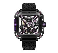 CIGA Design Montre Automatique Homme Série X SUV - Squelette, Acier Inoxydable, Verre Saphir, Bracelet Nylon & Silicone - Violet