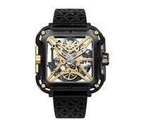 CIGA Design Montre Automatique Homme - Série X SUV Titane Montres Bracelet Mécanique Squelette en Cristal Saphir avec Bracelet en Nylon et en Silicone(Titane Doré)