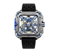 CIGA Design Montre Automatique Homme - Série X SUV Titane Montres Bracelet Mécanique Squelette en Cristal Saphir avec Bracelet en Nylon et en Silicone(Titane Bleu)
