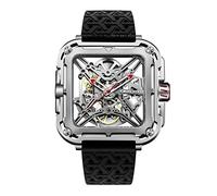 CIGA Design Montre Homme Automatique - Série X SUV, Mécanique Squelette, Acier Inoxydable, Verre Saphir, Bracelet Nylon et Silicone - Argent