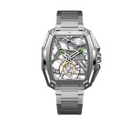 CIGA Design Montre Hunter Tourbillon avec boîtier en titane de grade 5, design squelette dos vers l'avant, bracelet en titane et bracelet en caoutchouc fluorescent, cadeaux pour homme