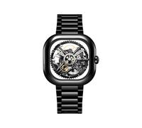 CIGA Design Montre Mécanique Automatique pour Homme, Série Y en Jade Oriental, Boîtier en Céramique, Verre Saphir Bombé à Quatre Côtés, Cadran Squelette, Cadeaux pour Hommes et Femmes, Noir