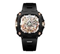 CIGA Design Montre mécanique Automatique - Série X Eye of Horus - Montre Bracelet pour Homme - Style Squelette - Boîtier biocéramique avec Bracelet en Silicone, Rose Gold, Moderne