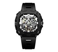 CIGA Design Montre mécanique Automatique - Série X Eye of Horus - Montre Bracelet pour Homme - Style Squelette - Boîtier biocéramique avec Bracelet en Silicone, Noir, Moderne