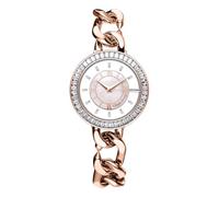 CIGA Design Montres pour Femme Collection Sparkle Montre Quartz Lunette Sertie de Gemmes Cadran Nacre Bracelet C-Link Acier Raffiné Fermoir Rond Magnétique Montre Femme Or Rose Bracelet Acier