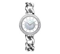 CIGA Design Montres pour Femme Collection Sparkle Montre Quartz Lunette Sertie de Gemmes Cadran Nacre Élégant Bracelet C-Link Acier Raffiné Fermoir Rond Magnétique Montre Femme Argent Bracelet Acier