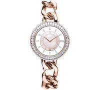 CIGA Design Sparkle Montre Femme Quartz, Lunette Moissanite, Cadran Nacre, Verre Saphir, Boîtier Or Rose, Bracelet Chaîne Cubaine Or Rose