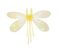 Cigales lumineuses à LED pour fille et femme avec ailes de libellules pour Halloween, jaune, taille unique