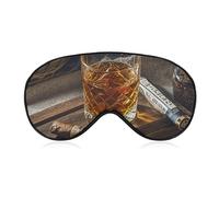 Cigar & Whiskey Masque de sommeil occultant, tissu ventilé, style réglable, masque de sommeil zéro pression, doux pour la peau, pour homme et femme