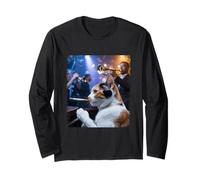 Cigarette Chaton Jazz Chat Fumer Cigarette Drôle Chat Meme Manche Longue