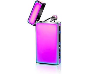 Cigarette électrique Briquet Double Arc Rechargeable USB, électronique de Chargement Pulse Plasma Coupe-Vent sans Flamme sans Recharge de gaz pour Cigare Bougie (Rainbow)