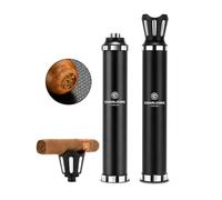 CIGARLOONG Cave à cigares en métal avec support et perforateur, étui à cigares de voyage, étui de rangement léger 3 en 1, accessoire de cigare, cadeau pour homme, Noir , Portable