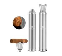 CIGARLOONG Cave à cigares en métal avec support et perforateur, étui à cigares de voyage, étui de rangement léger 3 en 1, accessoire de cigare, cadeau pour homme, Argenté., Portable