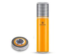 CIGARLOONG Cave à cigares Portable Étui à cigares de Voyage scellé en Acier Inoxydable à Tube avec humidificateur(Couleur:Jaune)