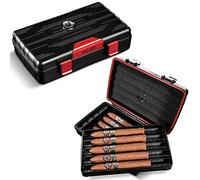 CIGARLOONG Cave à cigares Voyage étui à cigares Double Couche avec hygromètre et humidificateur(Couleur:Rouge)