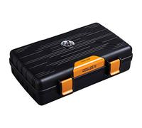 CIGARLOONG Cave à Voyage étui à Double Couche avec hygromètre et humidificateur(Couleur:Orange)