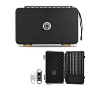 Cigarloong Cave Portable avec Humidificateur et Hygromètre - Étui de Rangement avec 2 Coupe-Cigares, Capacité pour 10 Cigares (Noir)