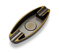 CIGARLOONG Cendrier à cigares en 2 fentes portable de voyage avec pour l'intérieur et l'extérieur (Noir)