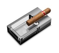 CIGARLOONG Cendrier à cigares en verre pour extérieur, terrasse, maison, bureau, cadeau pour homme (gris)