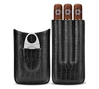 CIGARLOONG Étui à cigares en Cuir pour 3 Tubes avec Coupe-cigares