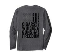 Cigars Whiskey Guns & Freedom - Pistolet à Whisky avec Drapeau américain (arrière) Manche Longue